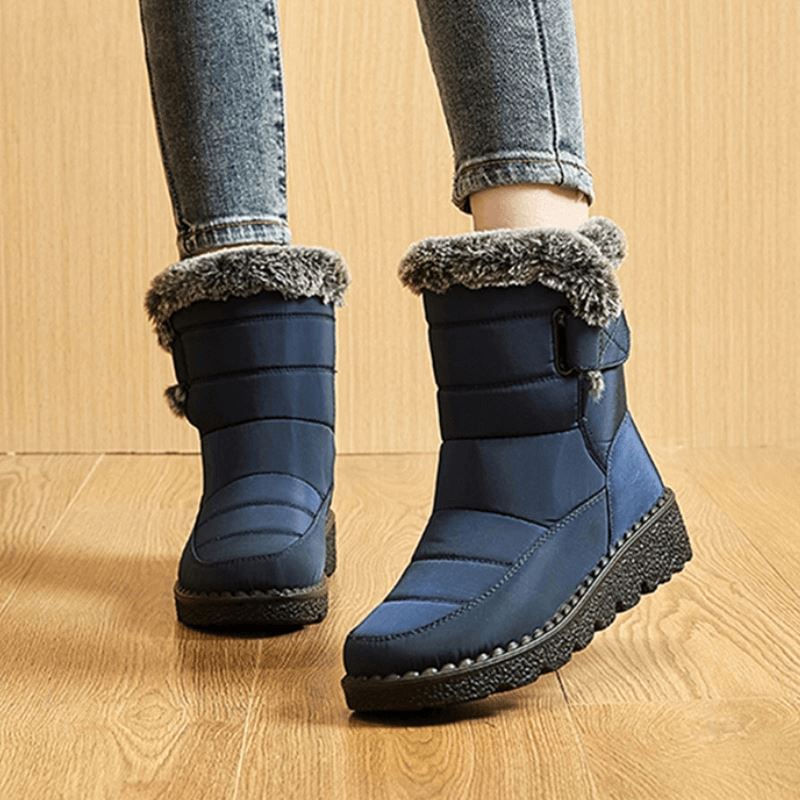 Bottes d’hiver doublées pour femme, imperméables, antidérapantes, à scratch, chaussures chaudes et confortables pour les journées froides | Sansoti