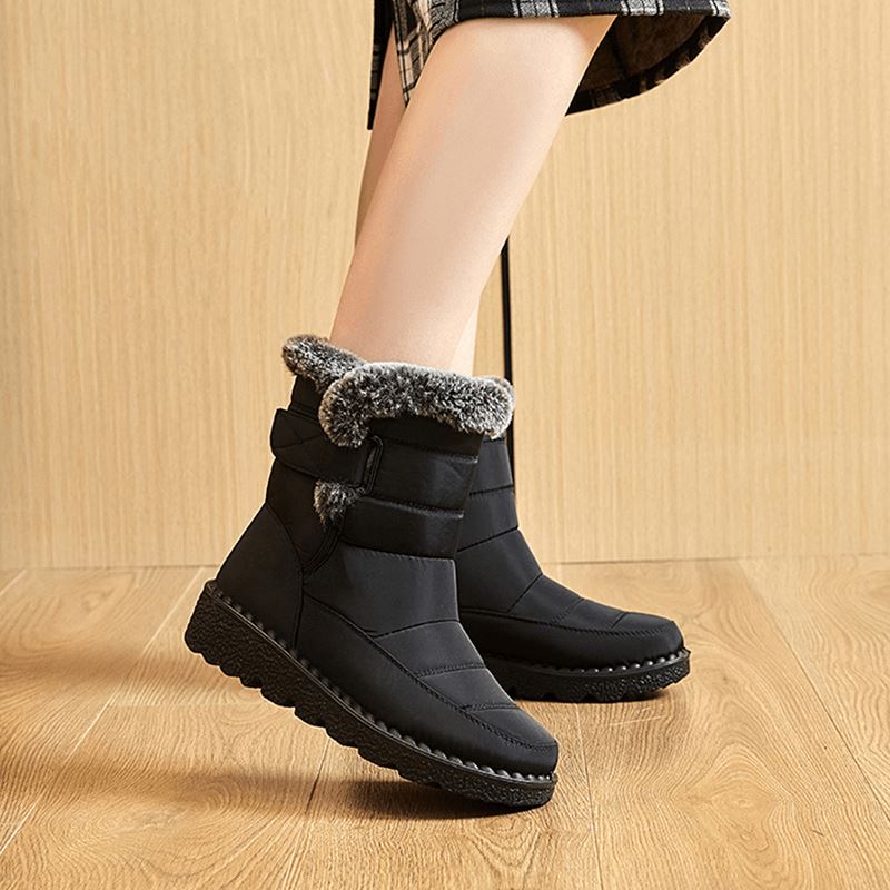 Bottes d’hiver doublées pour femme, imperméables, antidérapantes, à scratch, chaussures chaudes et confortables pour les journées froides | Sansoti