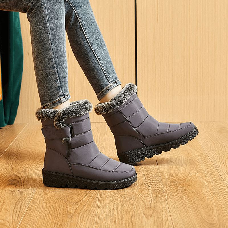Bottes d’hiver doublées pour femme, imperméables, antidérapantes, à scratch, chaussures chaudes et confortables pour les journées froides | Sansoti