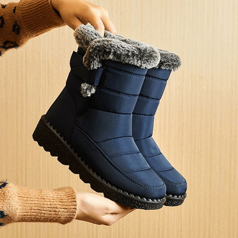 Bottes d’hiver doublées pour femme, imperméables, antidérapantes, à scratch, chaussures chaudes et confortables pour les journées froides | Sansoti