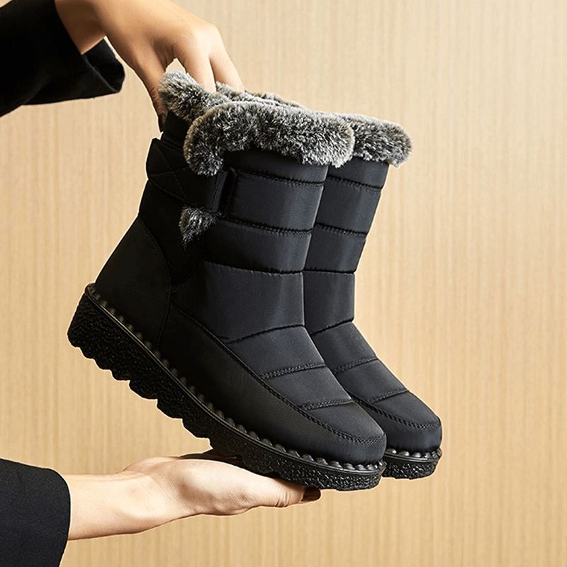 Bottes d’hiver doublées pour femme, imperméables, antidérapantes, à scratch, chaussures chaudes et confortables pour les journées froides | Sansoti