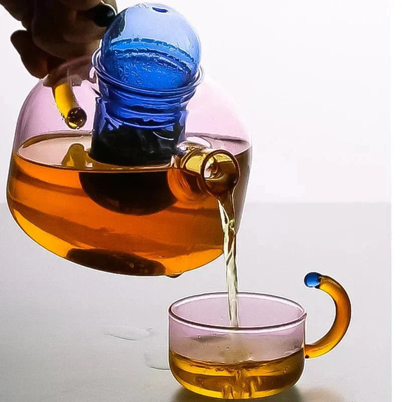 Restfield | Théière en verre borosilicate avec tasses – Service à thé design en verre résistant à la chaleur