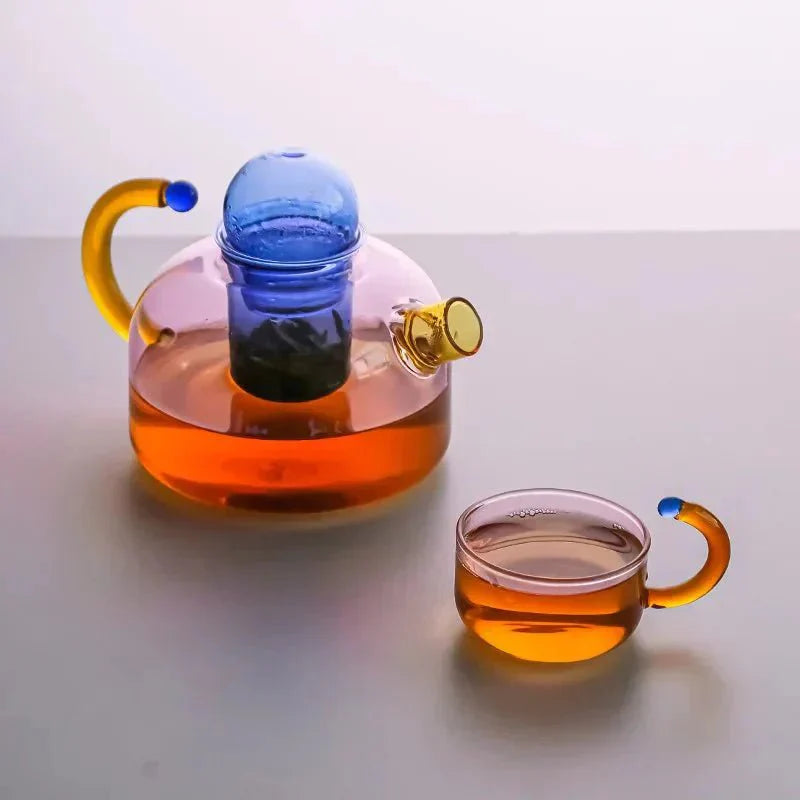 Restfield | Théière en verre borosilicate avec tasses – Service à thé design en verre résistant à la chaleur