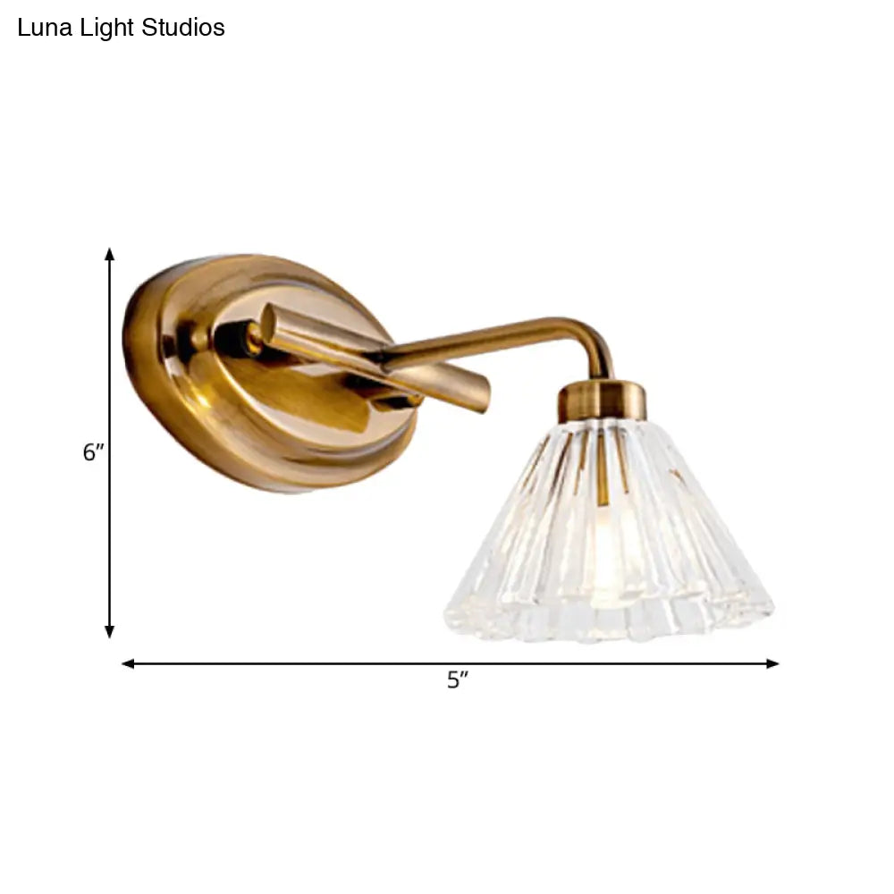 Glazen Wandlamp Kegel met Messing Afwerking – Modern Design met LED-Verlichting voor Badkamer en Toilet | Sansoti