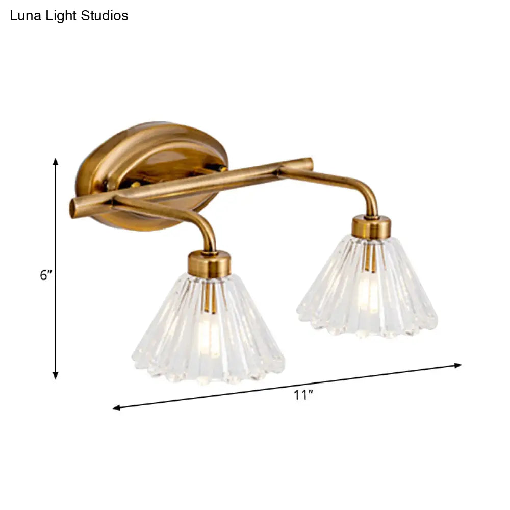 Glazen Wandlamp Kegel met Messing Afwerking – Modern Design met LED-Verlichting voor Badkamer en Toilet | Sansoti