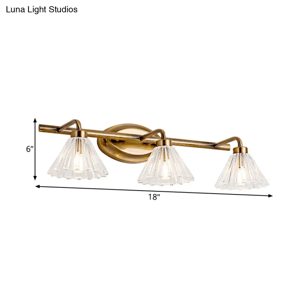 Glazen Wandlamp Kegel met Messing Afwerking – Modern Design met LED-Verlichting voor Badkamer en Toilet | Sansoti