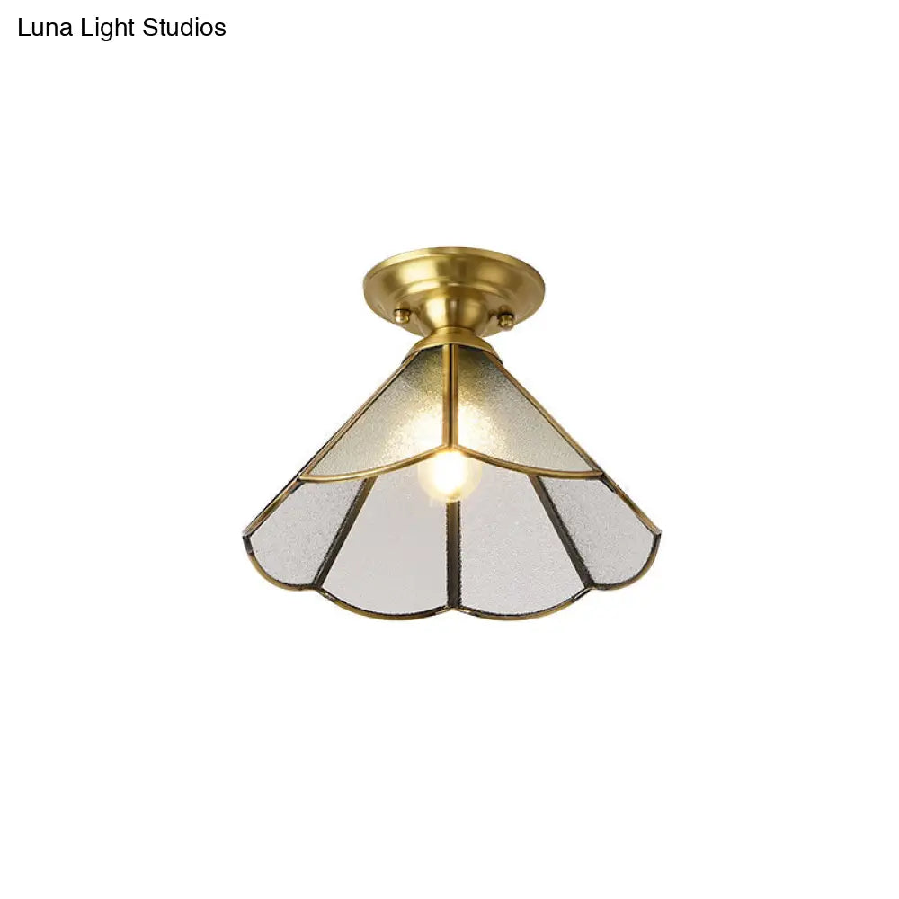Plafondlamp Messing Schelp Semi-Flush Woonkamer Slaapkamer Hal Klassiek Design Warm Licht Elegante Verlichting | Sansoti