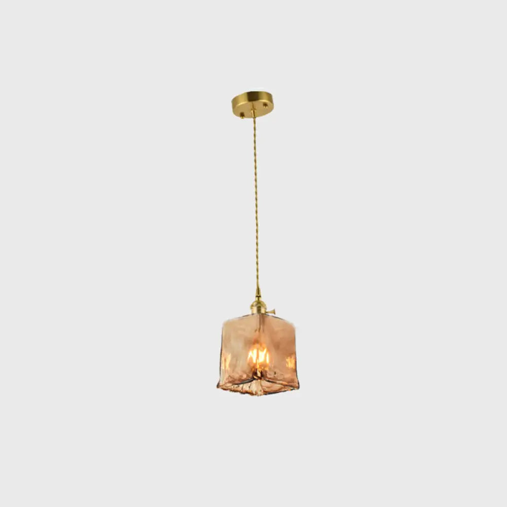 Vintage Hanglamp met Kegelkap in Glas – Messing/Koper Armatuur voor Woonkamer & Eetkamer | Sansoti
