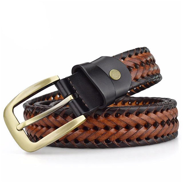 Geflochtener Ledergürtel für Herren & Damen Handgearbeitetes Rindsleder Cognacbraun Verstellbar Lässiger Stil Jeans | Sansoti