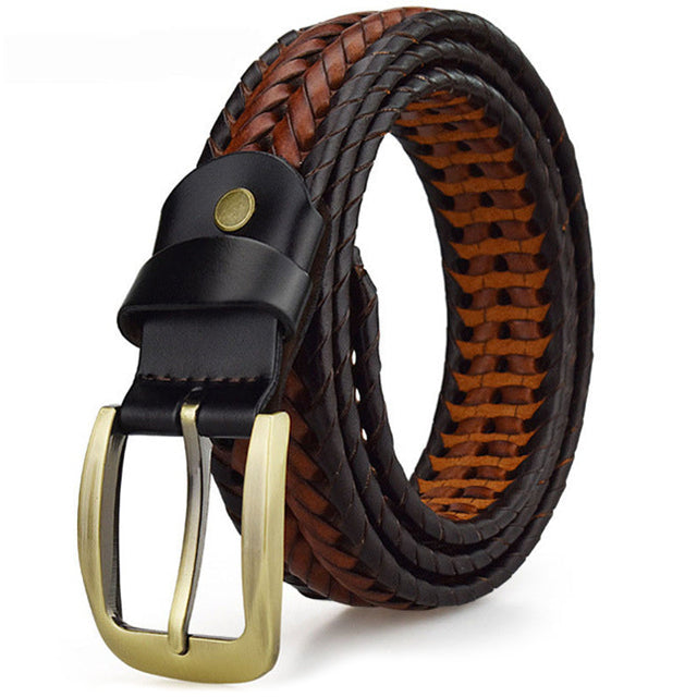 Geflochtener Ledergürtel für Herren & Damen Handgearbeitetes Rindsleder Cognacbraun Verstellbar Lässiger Stil Jeans | Sansoti