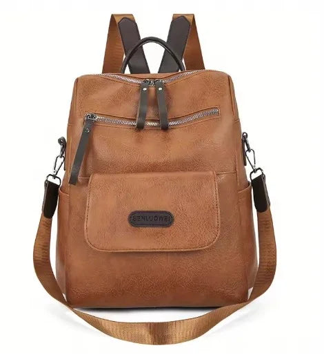 Veganlederen Rugzak Dames Stijlvol Retro Design Dagelijks Gebruik Werk Reizen Schooltas Bruin Zwart Casual | Sansoti