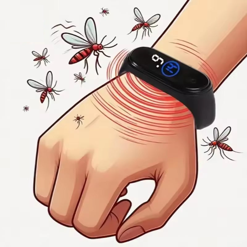 Tragbarer Ultraschall-Mückenvertreiber als Armband, chemiefreier Insektenschutz für Outdoor-Aktivitäten, Camping und Wanderungen | Sansoti