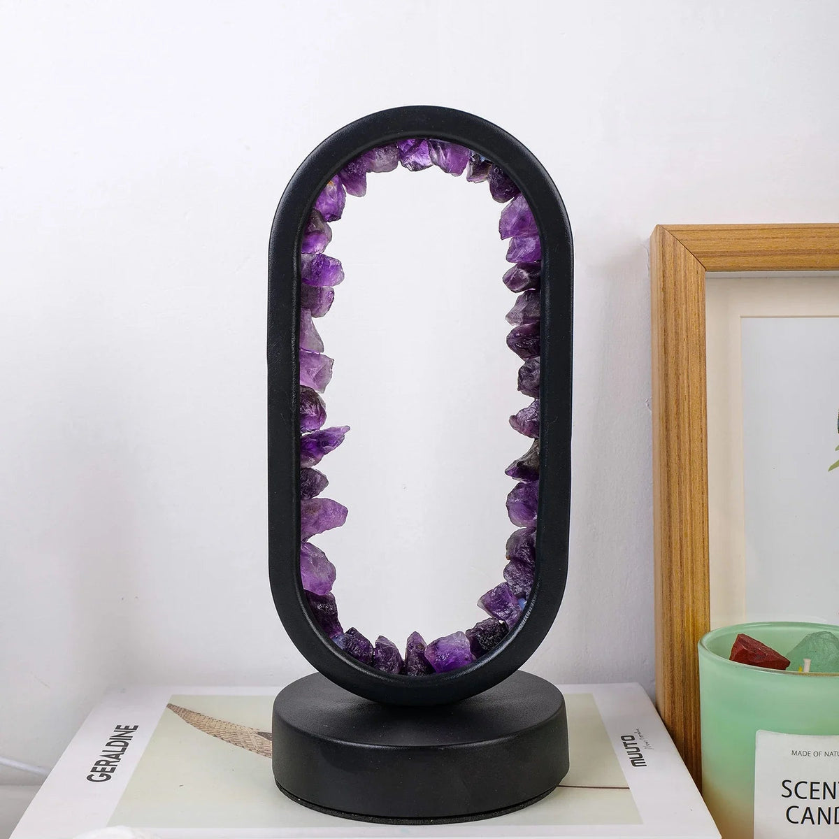 Handgemaakte Edelsteenlamp Amethist Celestiet Kristal Sfeerverlichting Ontspanning Meditatie Yoga Slaapkamer | Sansoti