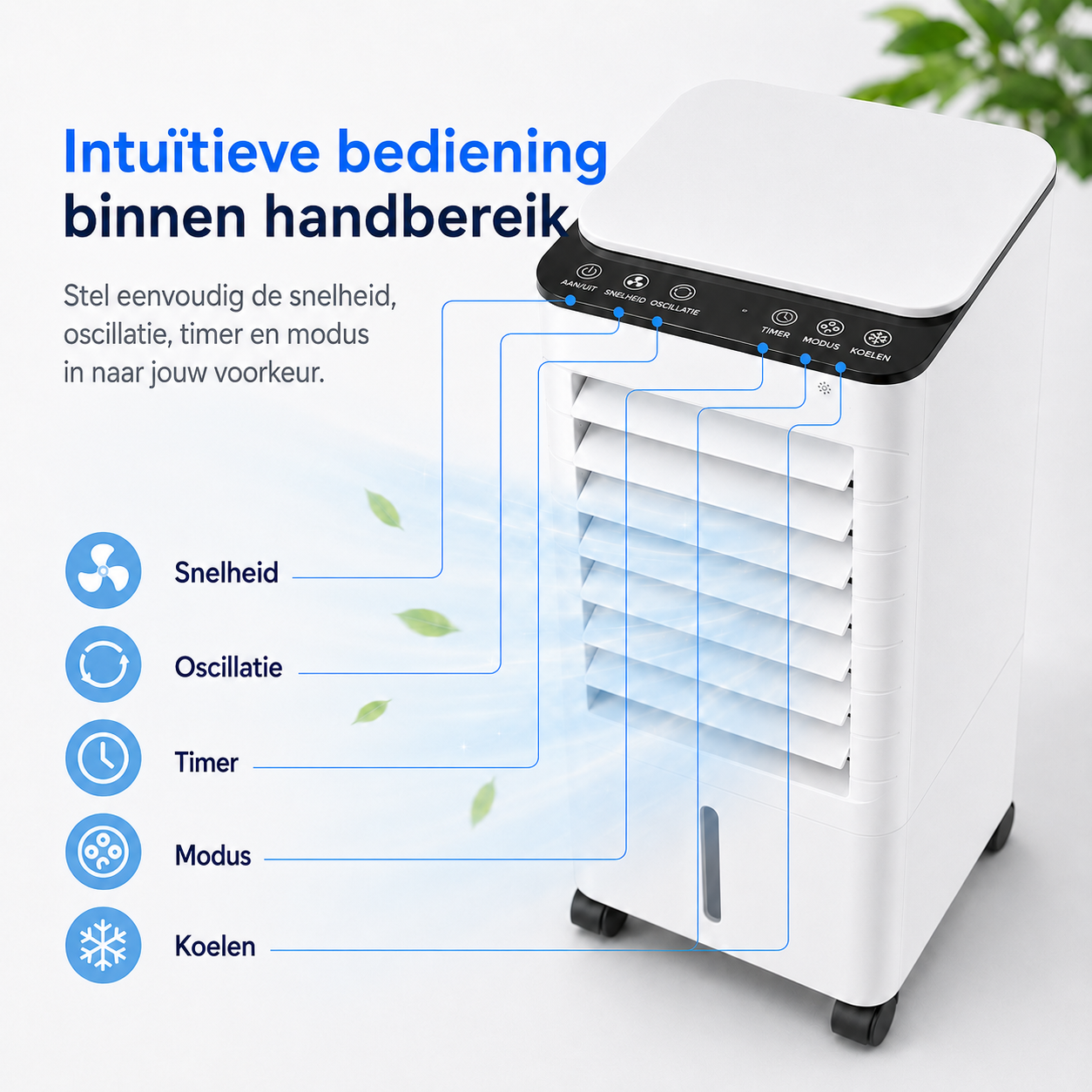 Airco Luchtkoeler Draagbaar 3-in-1 Zonder Slang Wit Oscillatie Timer Slaapkamer Woonkamer Kantoor Luchtbevochtiger Luchtzuivering Filter | Sansoti