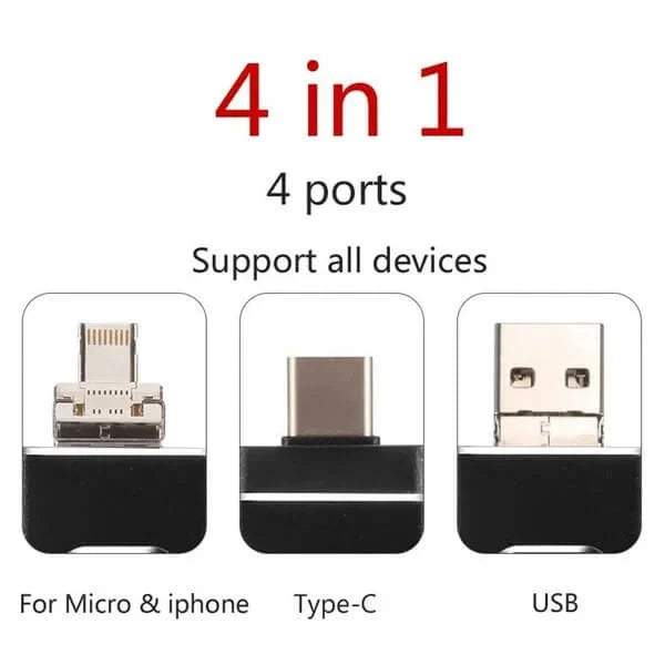 Multifunctionele USB-Stick 4-in-1 met Lightning Micro-USB Type-C Aansluiting Veilige Gegevensopslag Snelle Overdracht voor iPhone iPad Android PC MacBook | Sansoti