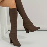 Knee-High Boots with Block Heel and Pointed Toe for a Stylish Everyday Look Women's Elegant Autumn Winter | Sansoti