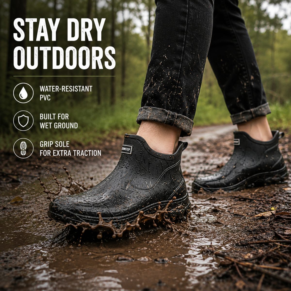 Gummistiefel Wasserdicht Rutschfest Knöchelhoch PVC-Außenstiefel für Garten Camping Angeln und Outdoor-Aktivitäten | Sansoti
