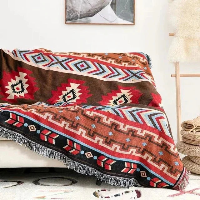 Überwurfdecke Jacquard Gewebt Fransen Bunt Baumwolle Polyester Warm Weich | Restfield