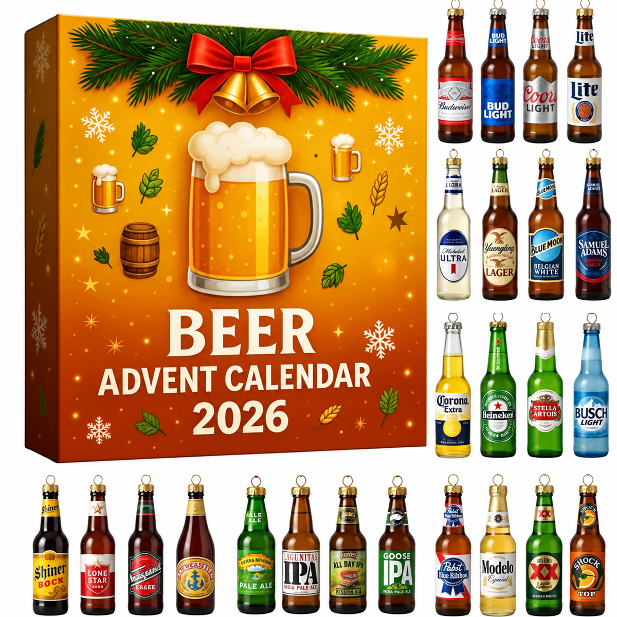 Adventskalender mit Whisky-Miniaturen, 24 Tage, festliche Weihnachtsdekoration, Sammlergeschenk für Whisky-Liebhaber | Sansoti