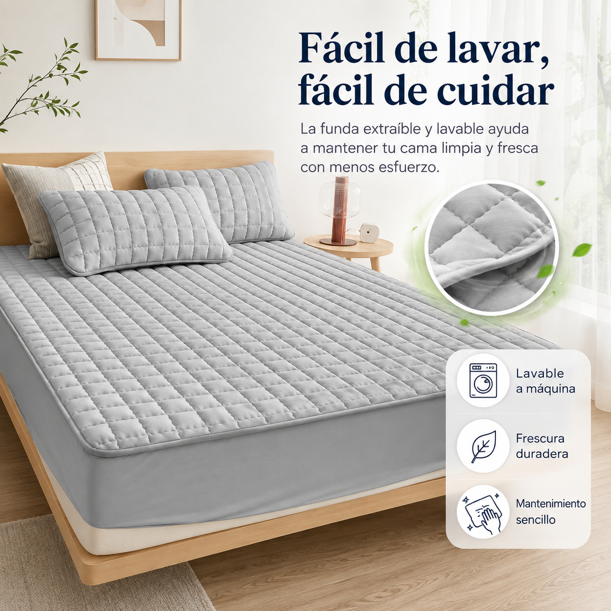 Protège-matelas déperlant avec couche supérieure matelassée pour une protection optimale et un confort accru dans la chambre | Sansoti