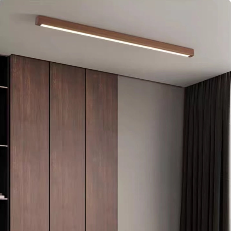 Plafonnier linéaire en bois et acrylique 60 cm 100 cm à LED, trois modes d’éclairage, design moderne scandinave, chambre | Sansoti