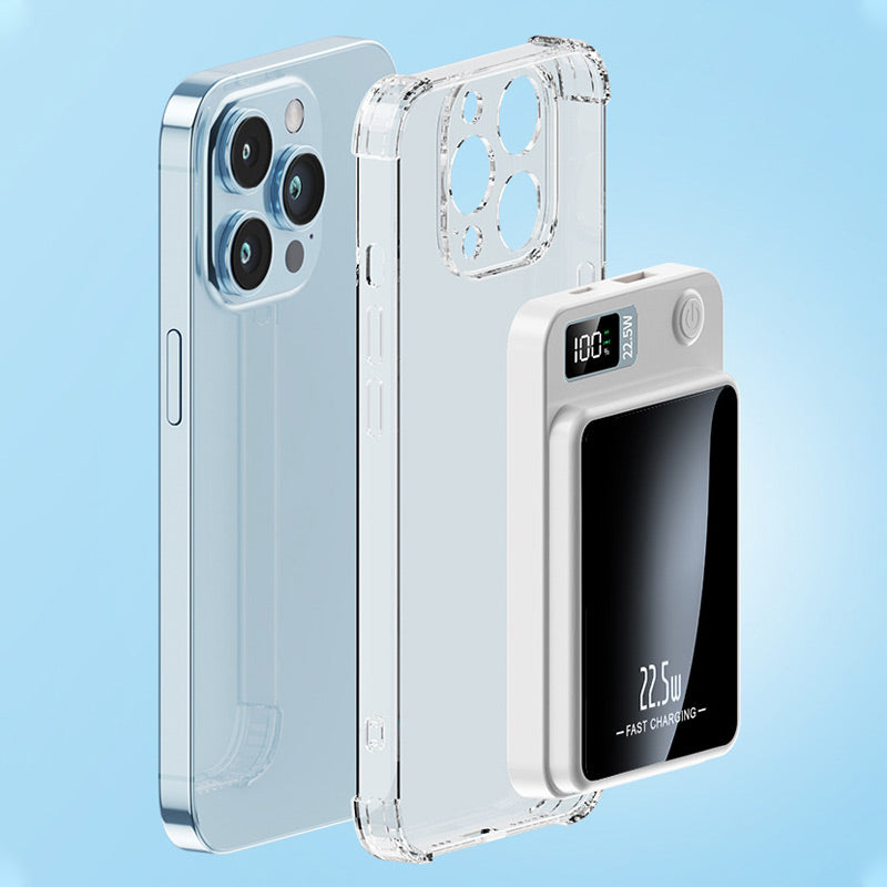 Kabellose Powerbank 20000mAh mit Schnellladefunktion und LED-Display für Smartphone Tablet und mobile Geräte unterwegs | Sansoti