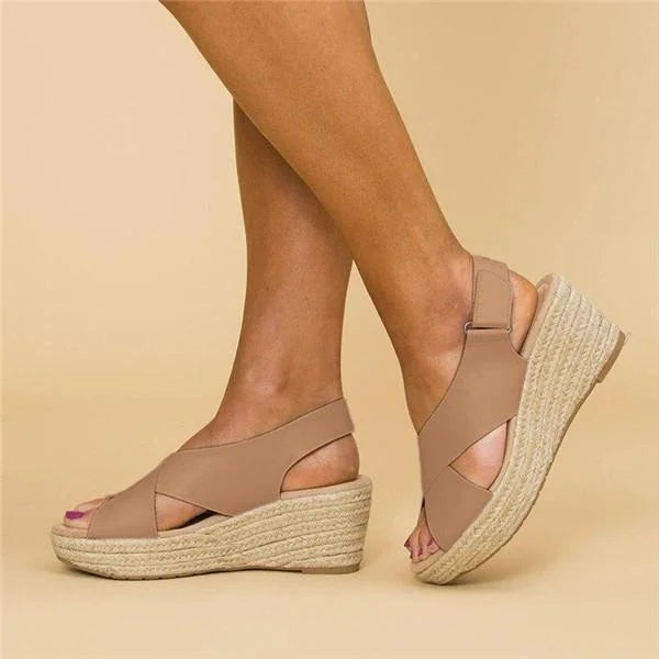 Orthopedische Espadrilles Sleehak Clara Comfortabele Zomerschoen Elastisch Dames Zwart Beige Wit Casual | Sansoti