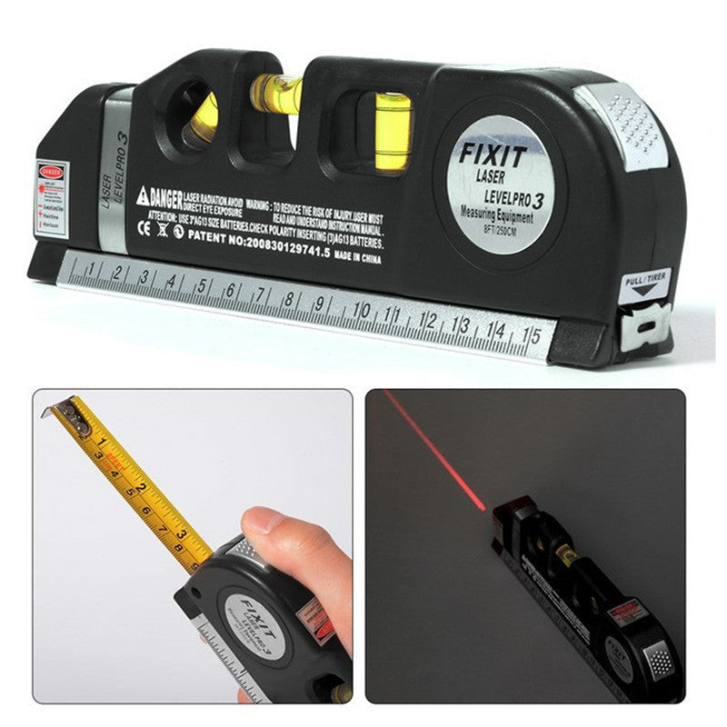 4-in-1 Multifunctioneel Lasermeetapparaat met Rolmaat en Waterpas – Precisie Meetgereedschap voor Doe-Het-Zelvers en Professionals | Sansoti