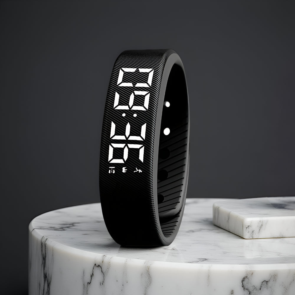 Digitaal LED Sporthorloge met Siliconen Band Waterdicht Licht Dames Heren Unisex Training Fitness Dagelijks Gebruik USB Oplaadbaar | Sansoti
