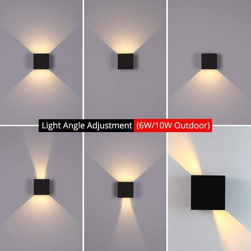 Square Outdoor Wall Light LED Adjustable Black White Gray Waterproof IP65 Metal Acrylic Garden Lighting | Sansoti