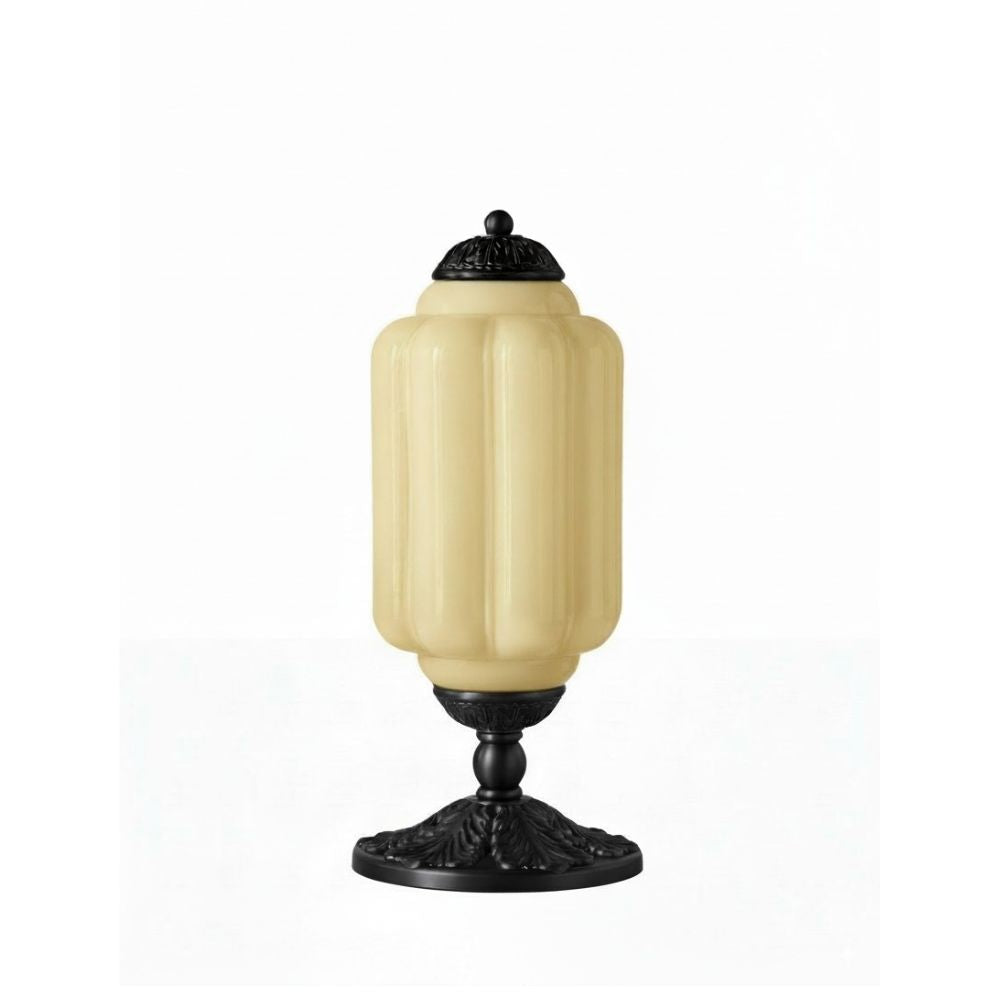 Glazen Tafellamp met Scallop Design Vintage Stijl Slaapkamer Woonkamer Accentverlichting Zwart Messing Matglas | Sansoti