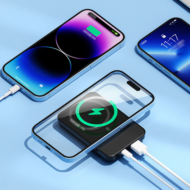 Kabellose Powerbank 20000mAh mit Schnellladefunktion und LED-Display für Smartphone Tablet und mobile Geräte unterwegs | Sansoti