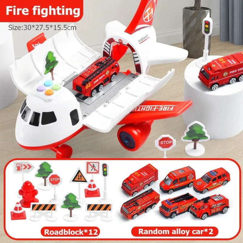 Großes Flugzeug-Spielset mit Licht, Geräuschen, Fahrzeugen und Zubehör, Lernspielzeug für Kinder von 3–12 Jahren | Sansoti