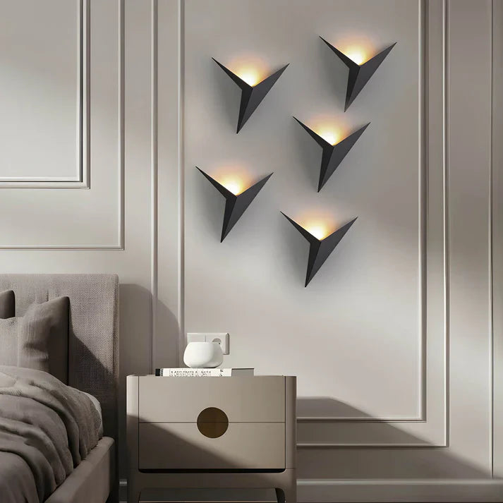 Applique murale Oiseau fer noir éclairage mural chambre salon design minimaliste style origami LED | Restfield