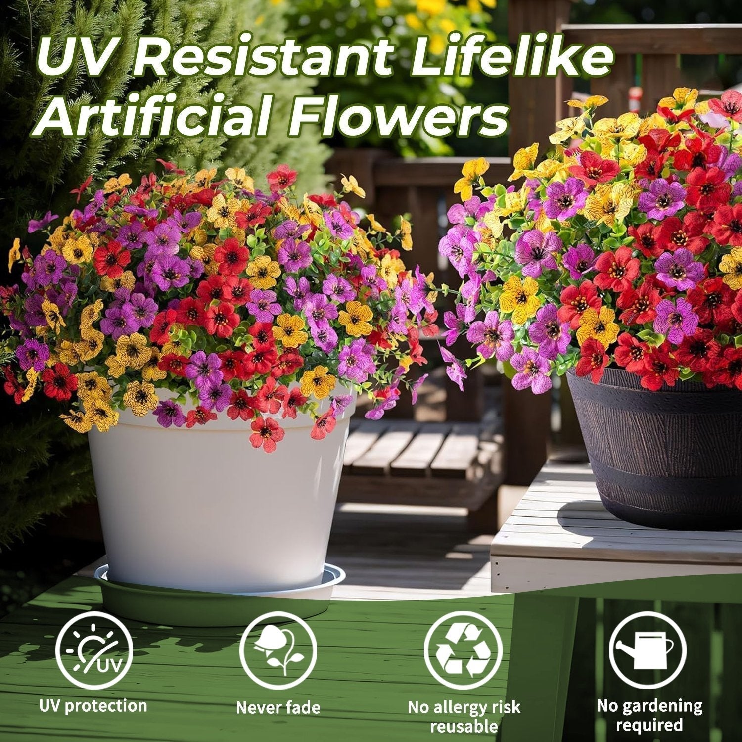 Kunstbloemen UV-Bestendig Gekleurd Binnenbuiten 120-480 Stuks Kleurvastheid | Sansoti