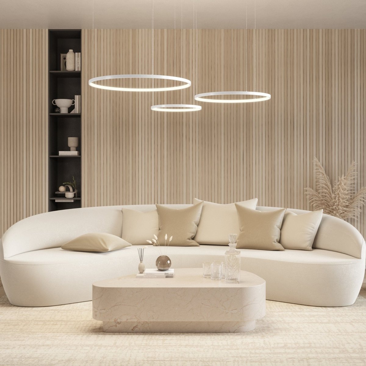 LED Hanglamp Ringen Zwart Wit Goud Dimbaar 70W Aluminium Modern | Sansoti