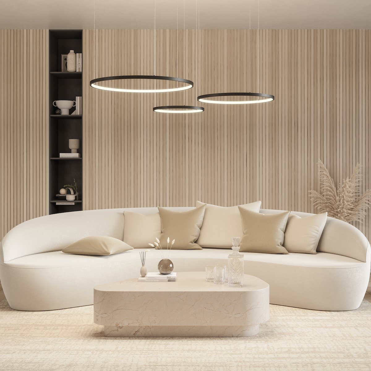 LED Hanglamp Ringen Zwart Wit Goud Dimbaar 70W Aluminium Modern | Sansoti