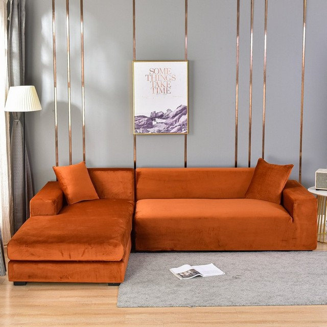 Housse de canapé extensible en velours - Housse universelle pour canapé 1-4 places - Protection antitache pour le salon | Sansoti