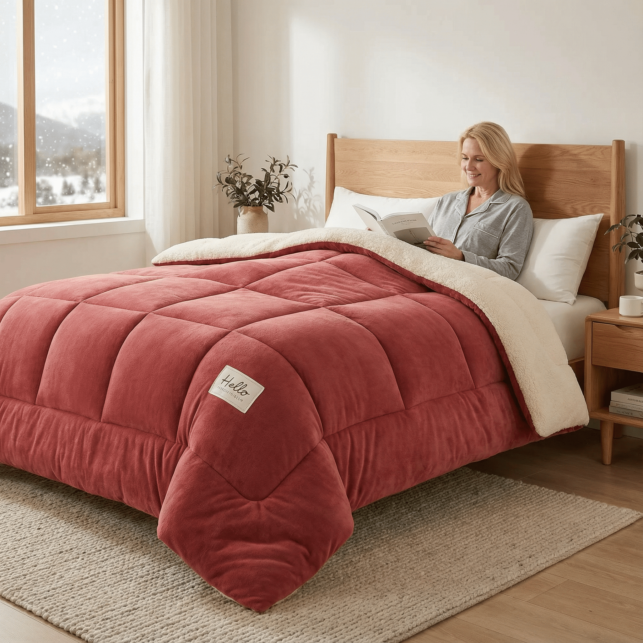 Couette Sherpa Réversible Douce Moelleuse Chaleur Double Face Toutes Saisons Polyester | Restfield