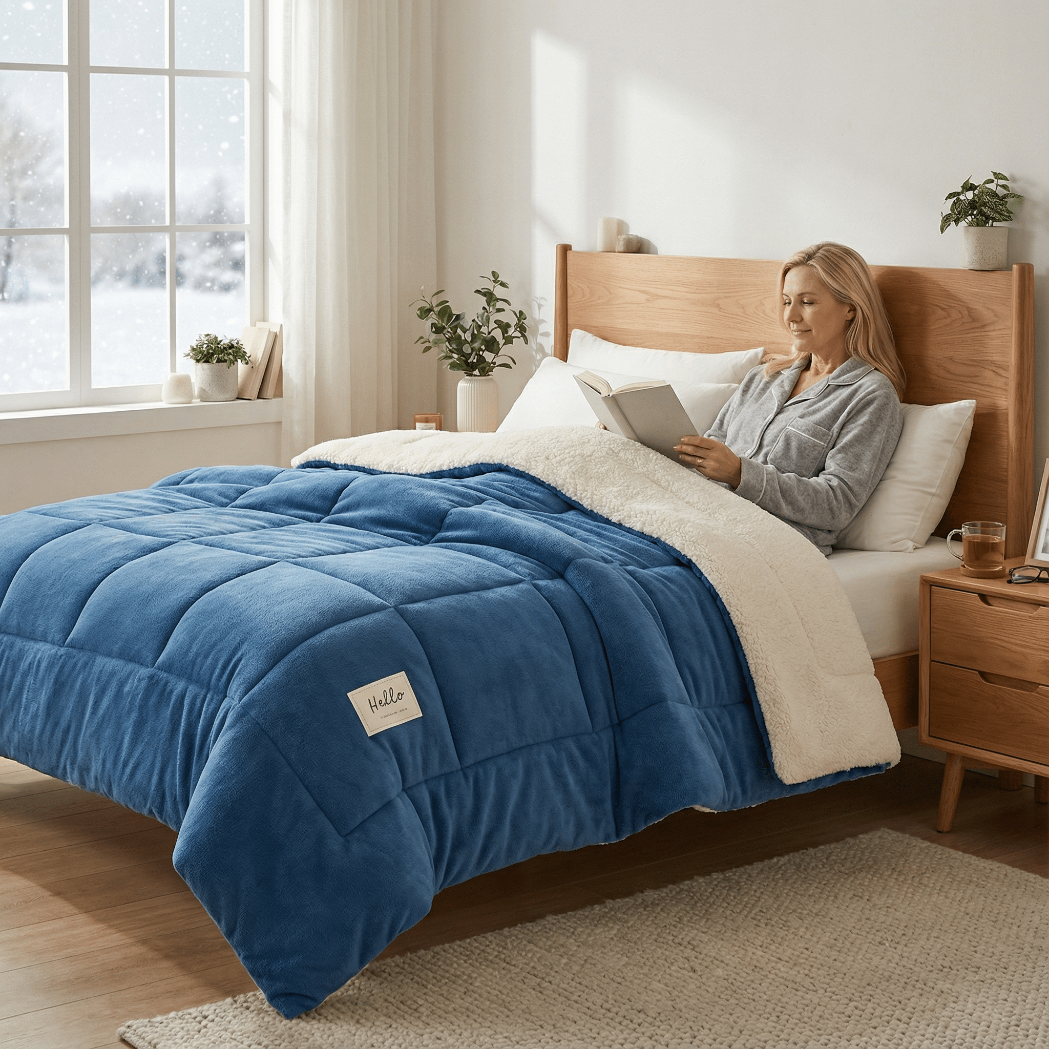 Sherpa Wende-Bettdecke Weich Flauschig Warm Doppelseitig Ganzjährig Polyester | Restfield