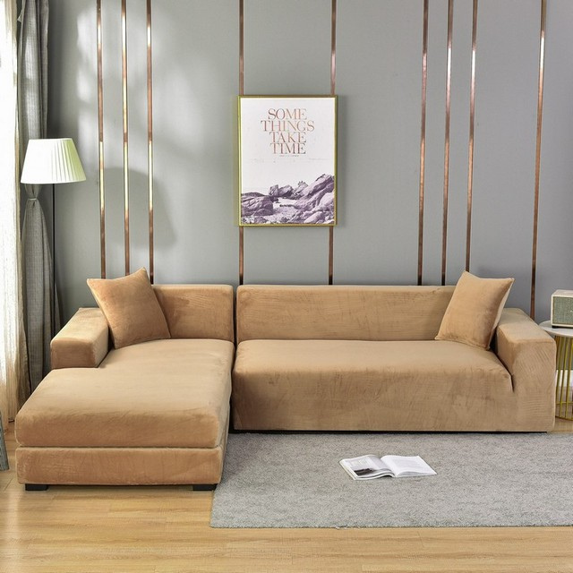 Housse de canapé extensible en velours - Housse universelle pour canapé 1-4 places - Protection antitache pour le salon | Sansoti