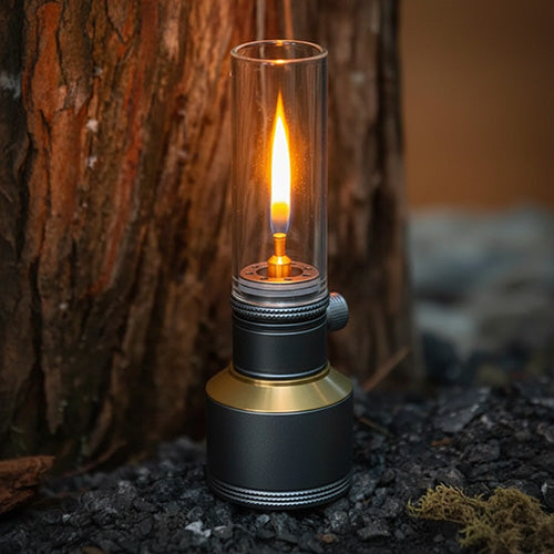 Vintage Campinglamp op Butaan met Verstelbare Vlam – Compact Buitenlicht voor Wandelaars en Avonturiers | Sansoti