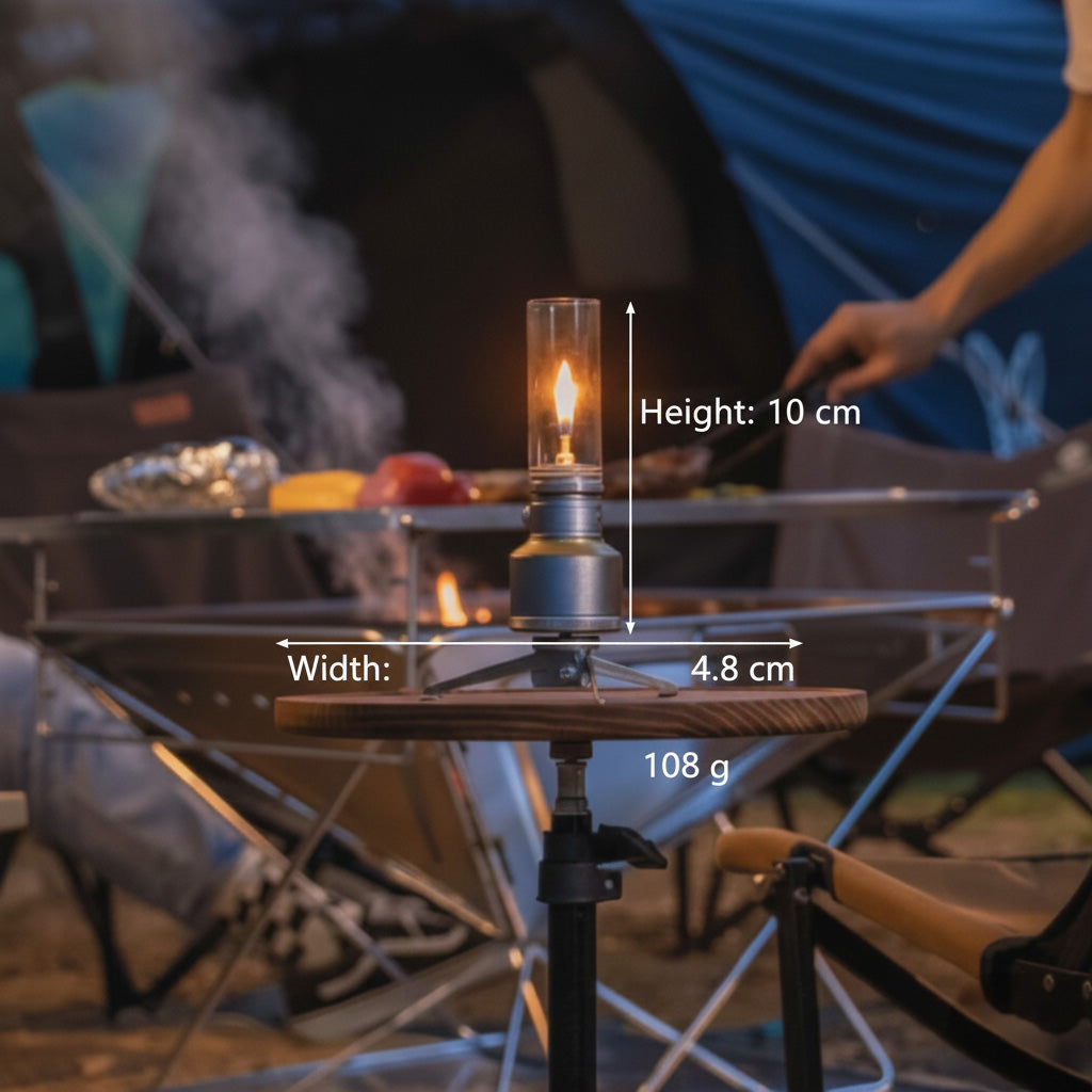Vintage Campinglamp op Butaan met Verstelbare Vlam – Compact Buitenlicht voor Wandelaars en Avonturiers | Sansoti