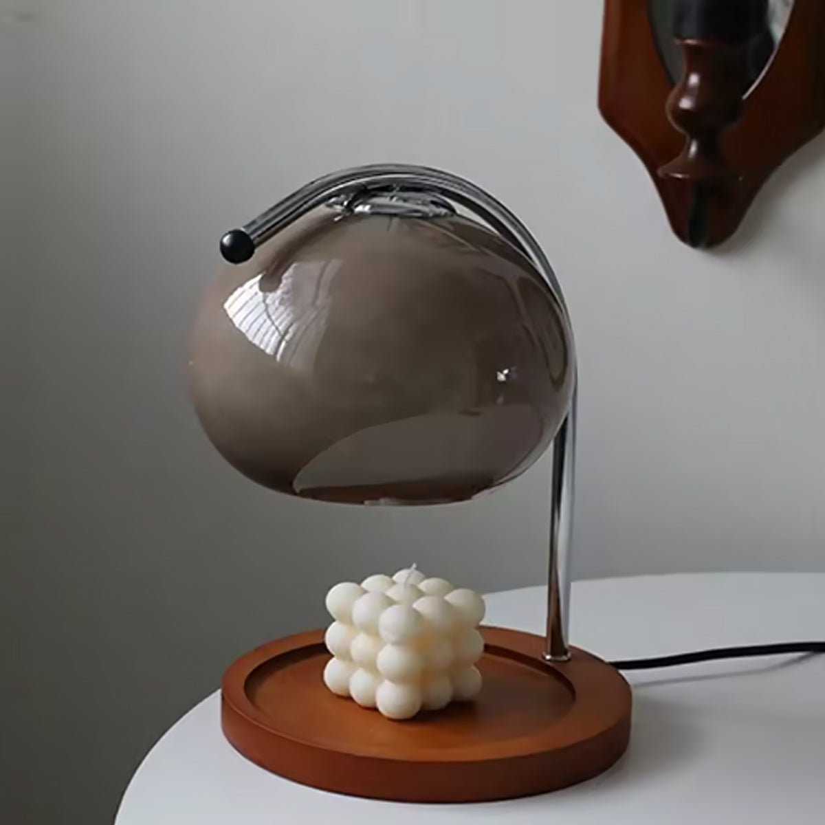 Glass Candle Lamp with Dimming Function, Table Lamp, Fragrance Diffuser, Retro Design, Ambient Lighting for Living Room and Bedroom | Sansoti