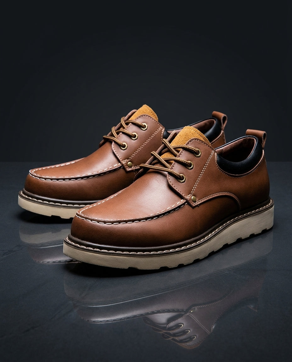 Herenschoenen met Gevoerde Binnenzool en Mocassin Neus in Echt Leer voor Dagelijks Comfort Stijl Werk | Sansoti