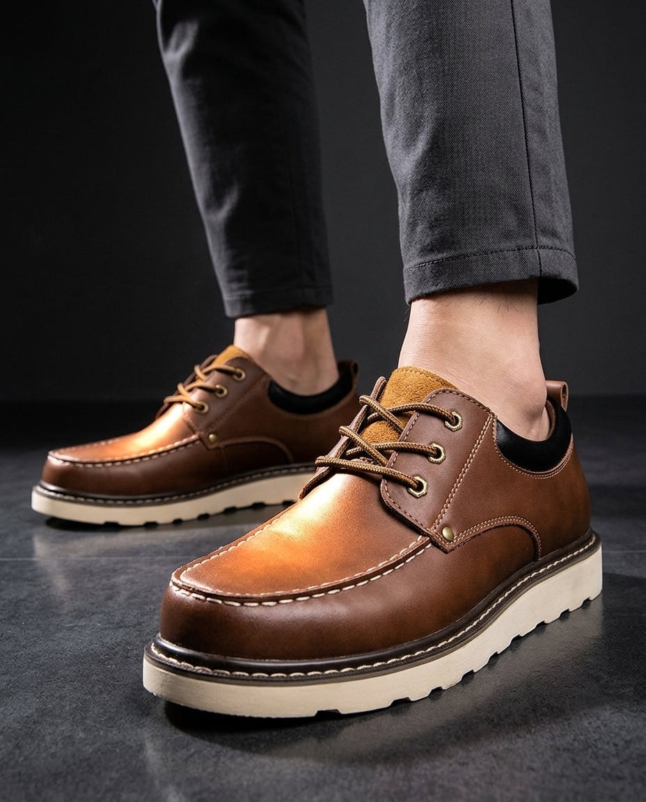 Herenschoenen met Gevoerde Binnenzool en Mocassin Neus in Echt Leer voor Dagelijks Comfort Stijl Werk | Sansoti