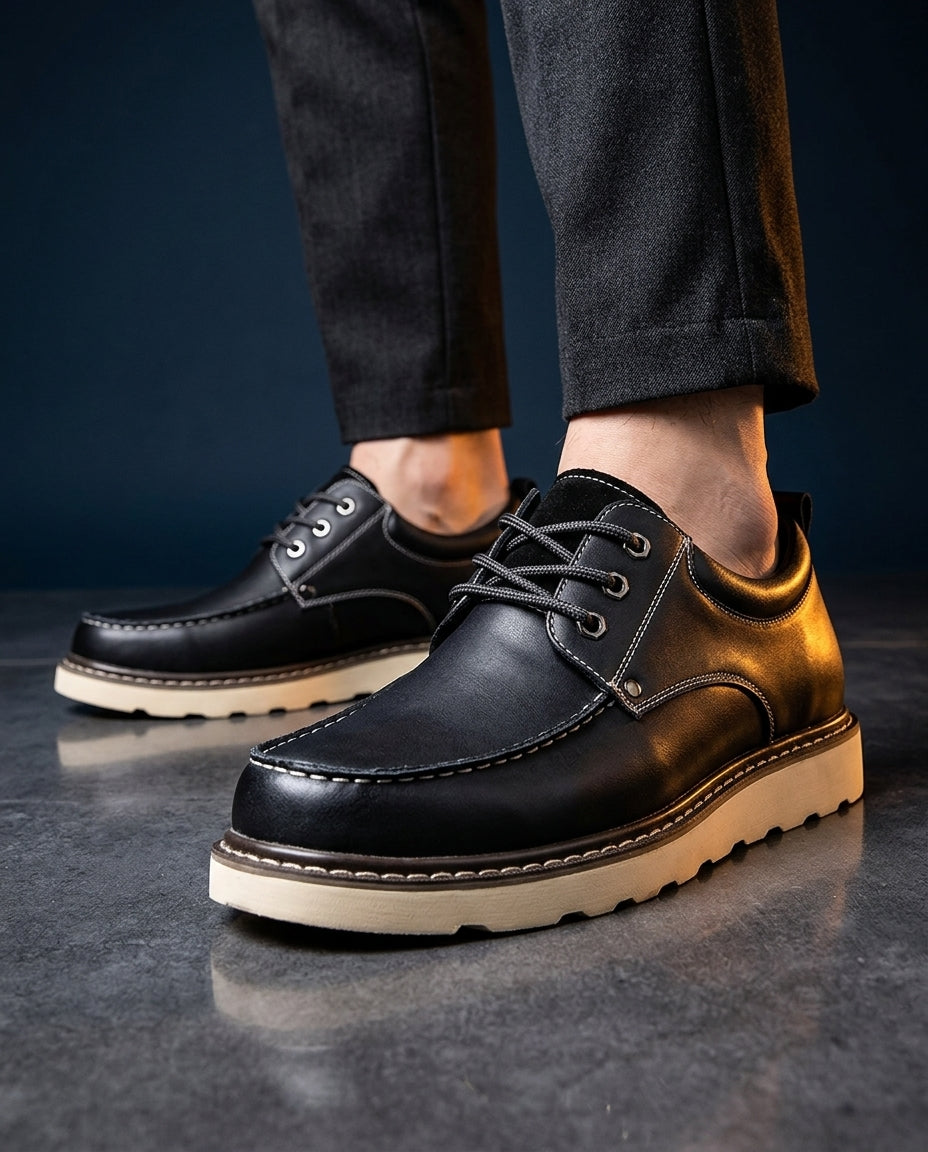 Herenschoenen met Gevoerde Binnenzool en Mocassin Neus in Echt Leer voor Dagelijks Comfort Stijl Werk | Sansoti