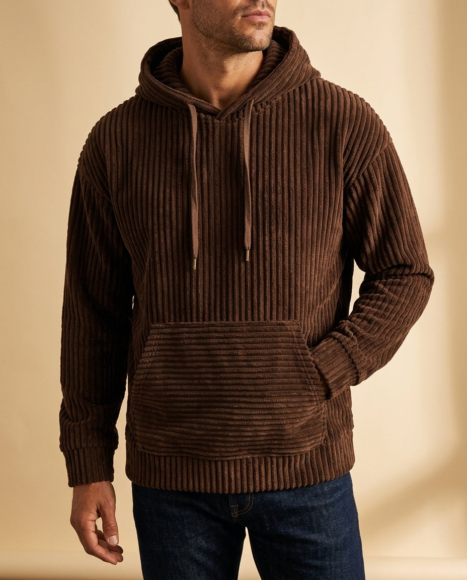 Geribde corduroyhoodie voor heren - zachte premium hoodie met capuchon - relaxte pasvorm, casual streetwear | Sansoti