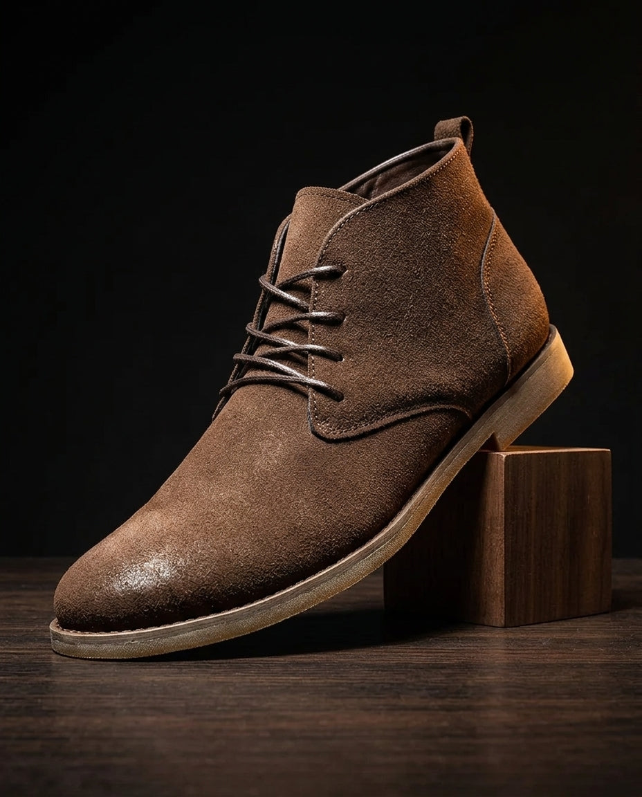 Botines de ante para hombre con cordones - Atemporales y versátiles - Piel prémium - Beige, marrón y negro | Sansoti