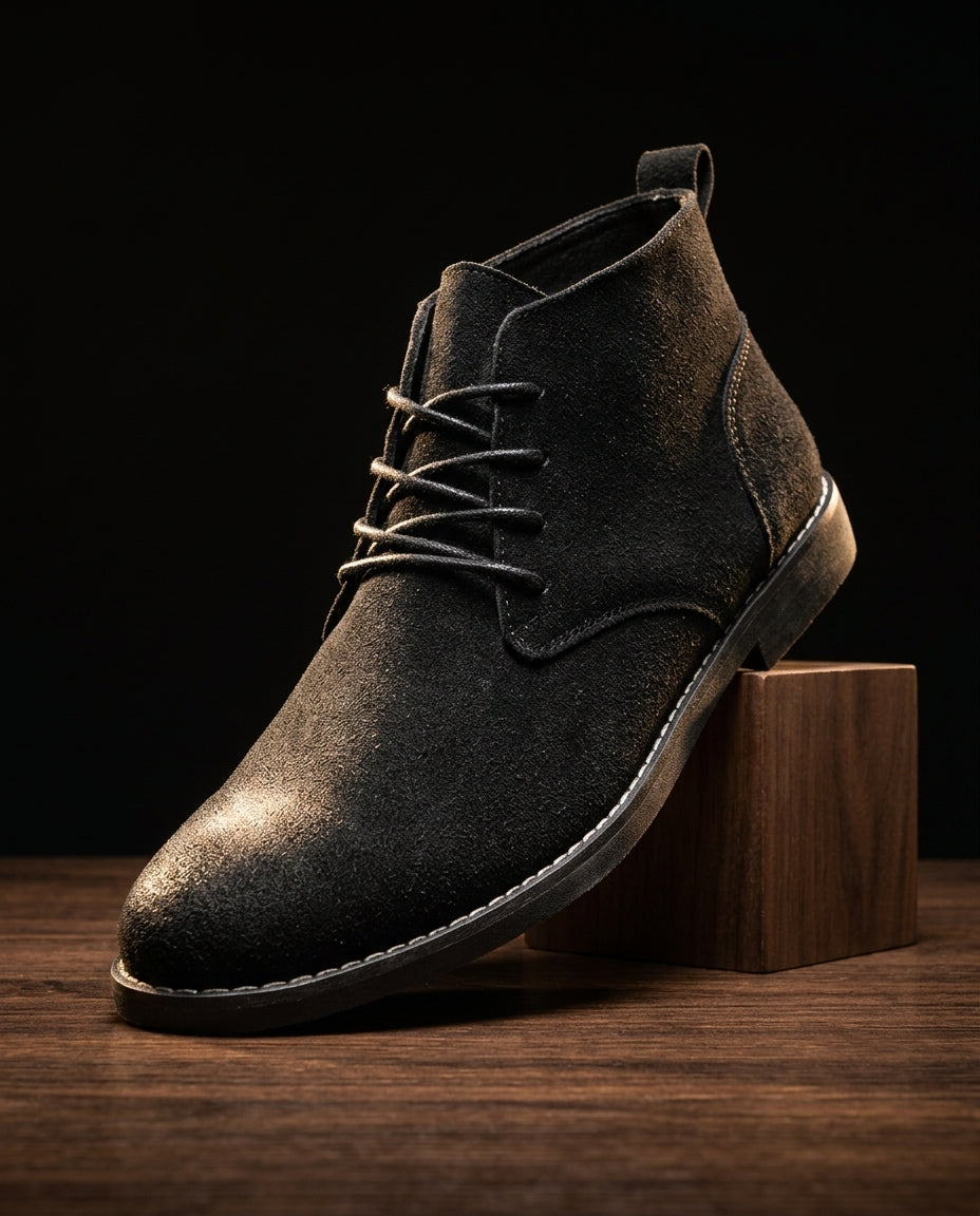 Botines de ante para hombre con cordones - Atemporales y versátiles - Piel prémium - Beige, marrón y negro | Sansoti